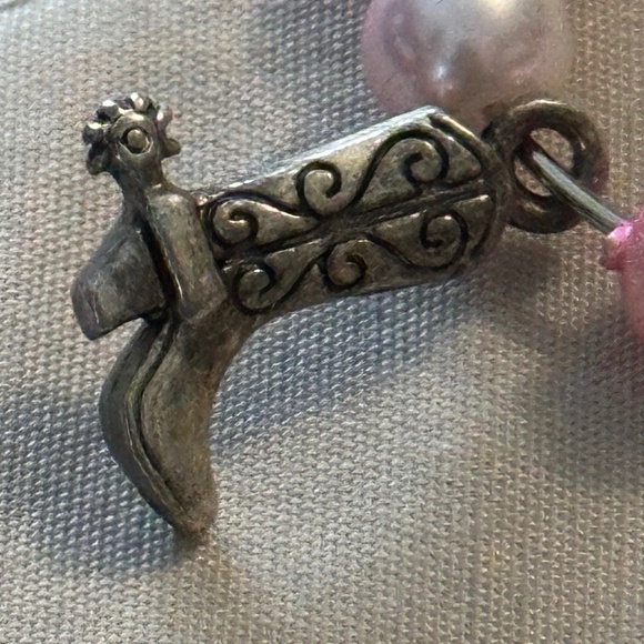 3/$15 Wine glass tag, stainless steel hoop, pink/white beads, cowboy boot charm - Picture 8 of 14